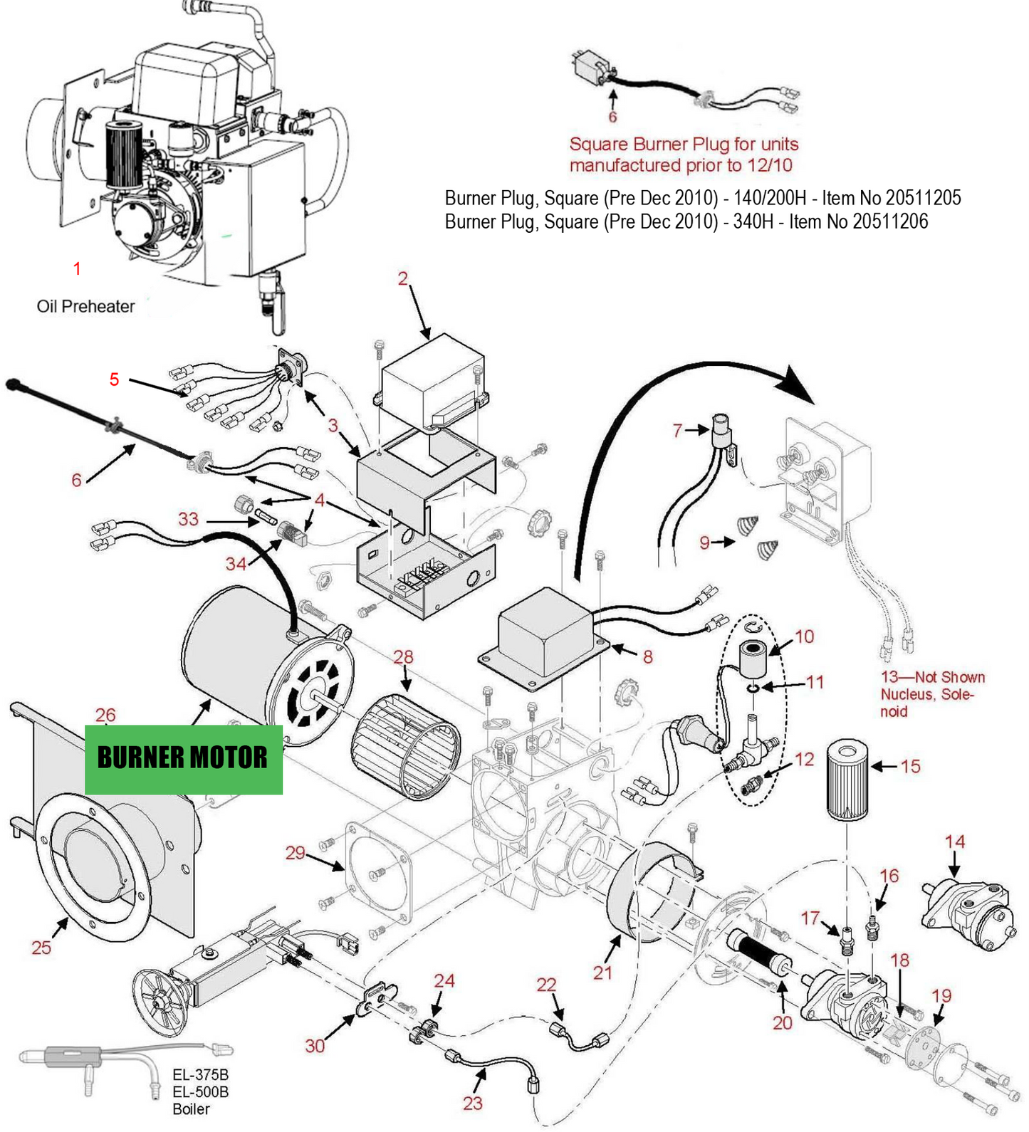 OEM Energylogic Motor 1/4 HP Burner: 20213147