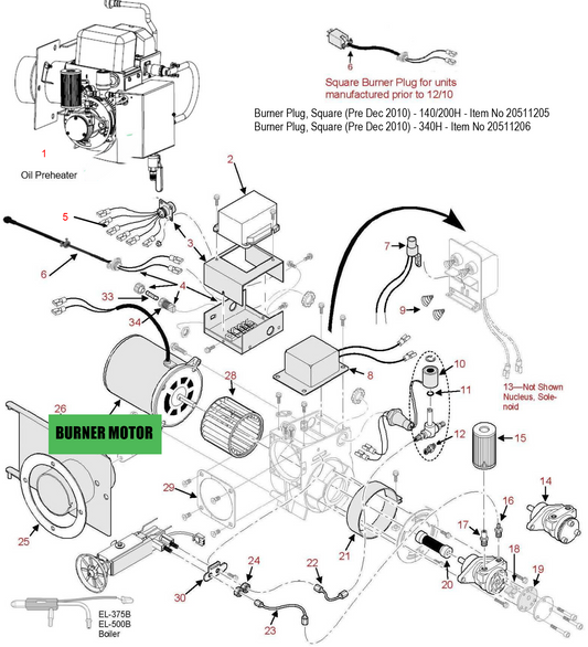 OEM Energylogic Motor 1/4 HP Burner: 20213147
