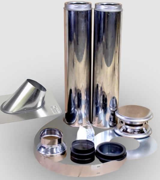 Chimney Kit (6" Stainless w/ Metal Flashing - 6/12 to 12/12 Pitch)