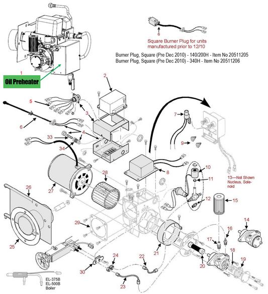 OEM Energylogic Preheater Assembly EL140H: 14040187