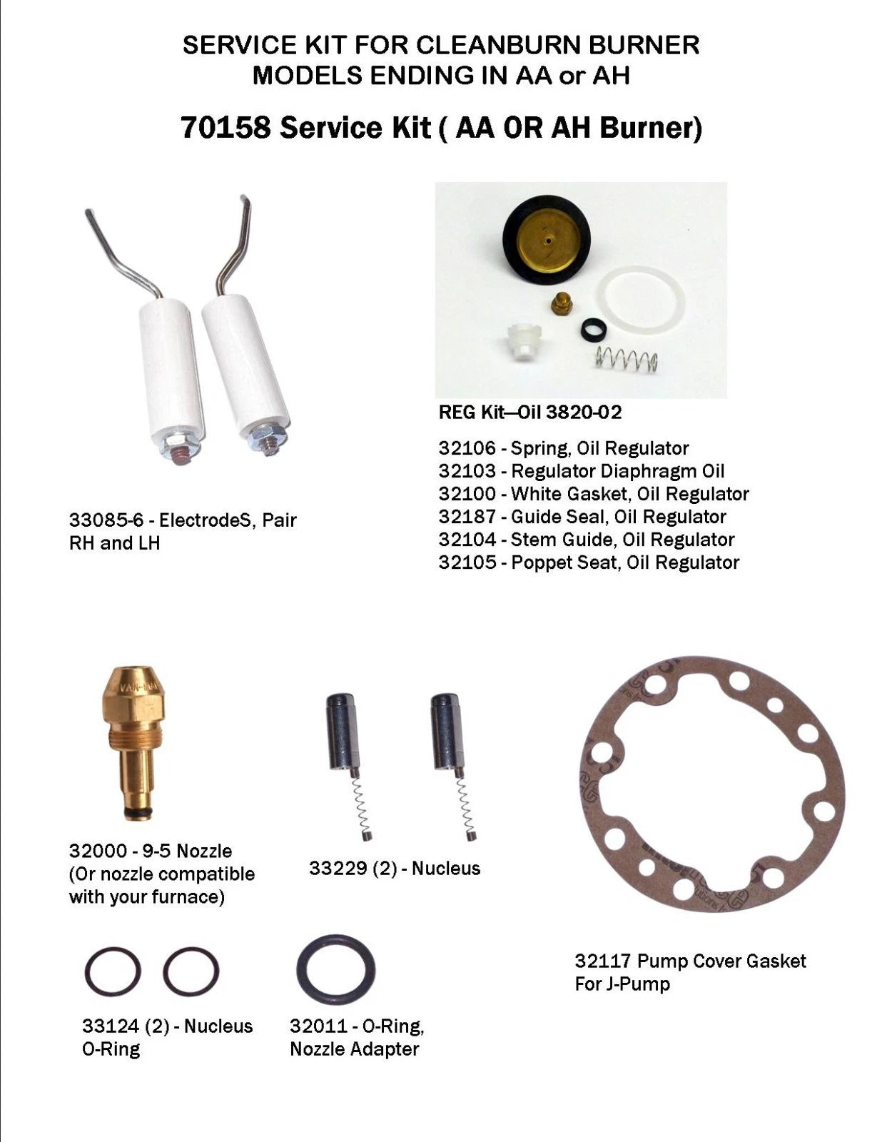 Clean Burn Service Kit for 90 HS and 85 HS: 70158